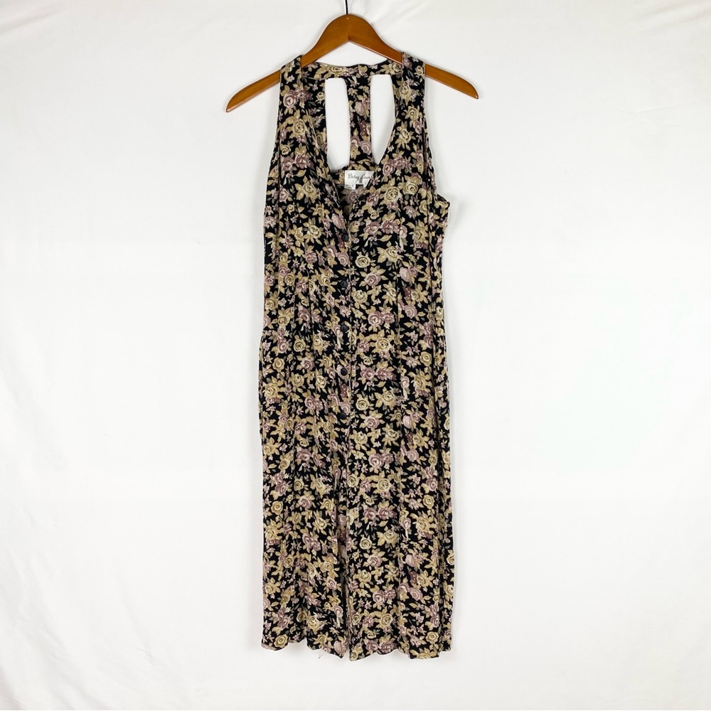 Vintage Betsy Lauren Floral Midi‎ Dress Size 7/8 V Neck Sleeveless